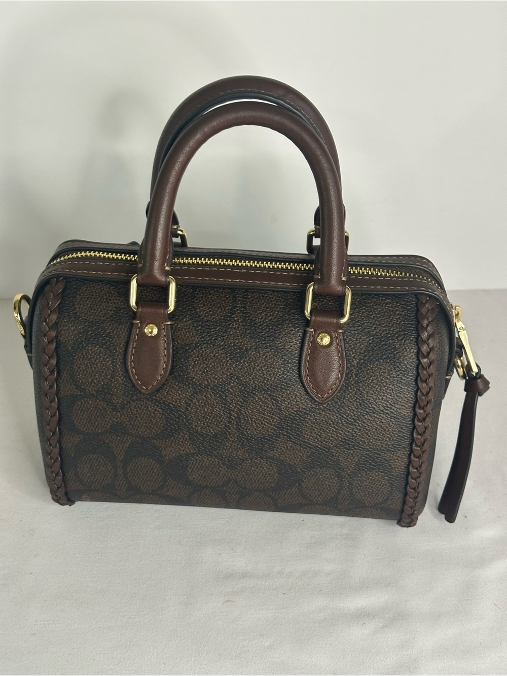 Coach Mini Braided Rowan Crossbody Bag In Walnut Signature Canvas Satchel CCF30 - Picture 4 of 8